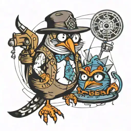 Mordecai & Rigby Blackwork Toon Abstract Representation