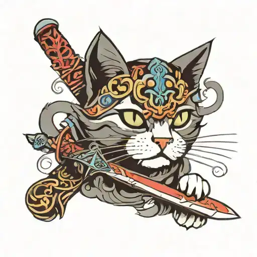 Cat With Sword Wrapped