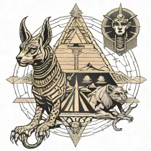 Egyptian Gods With Pyramids Underneath There