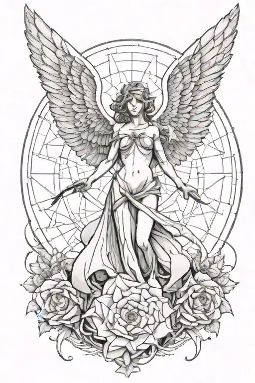 Fallen Angel With Golden Ratio Spiral