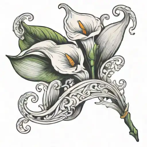 Calla Lily Wrapped Around A Letter T
