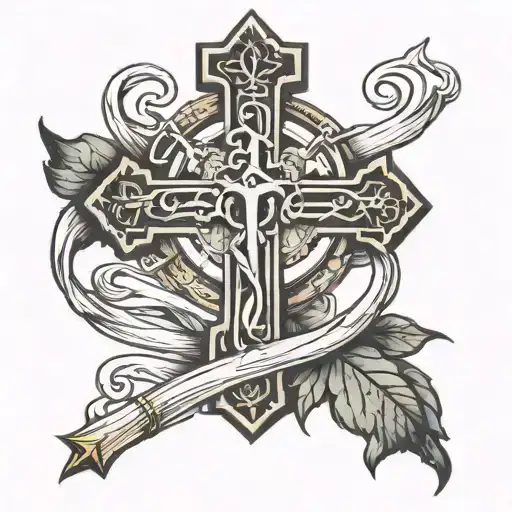 Crufix Tattoo With A Bible Verse Intertwined