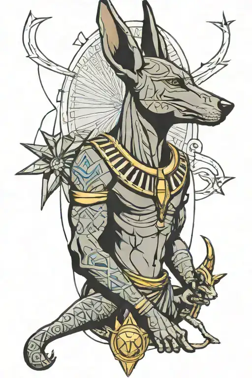 Anubis Egyptian Mythology Sleeve With Pyramids