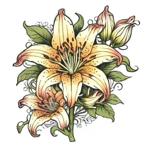 Lily Flower With Emilia In The Stem