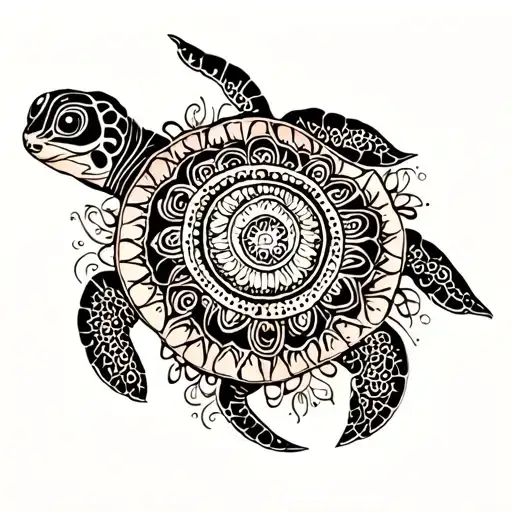 Turtle And Mandala Design Incorporating