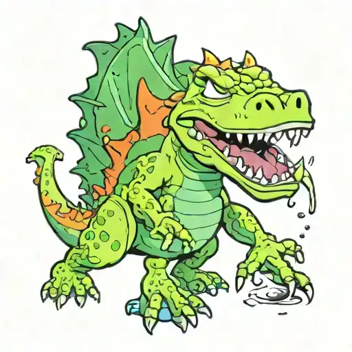 Reptar From Rugrats Destroying A City Like Godzilla