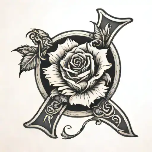 The Letter R And A Rose Tattoo Idea