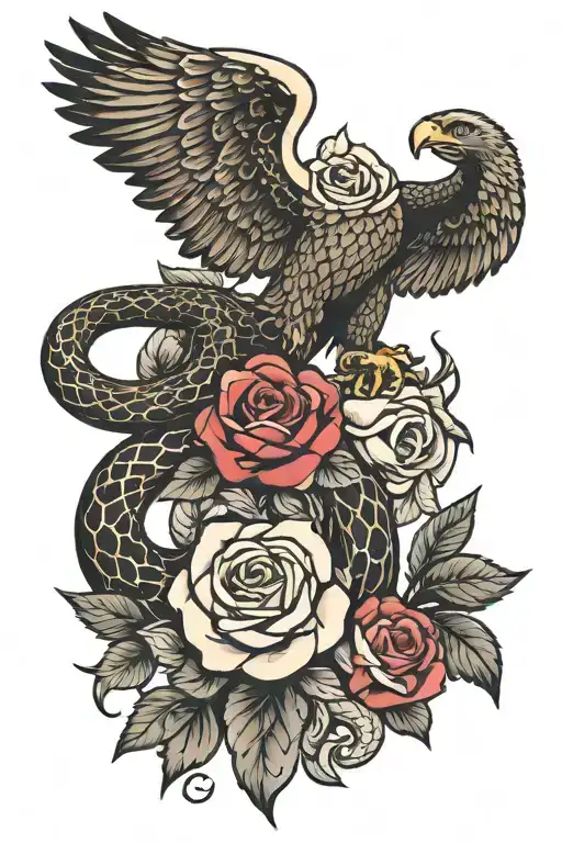 Snake And Rose And Eagle