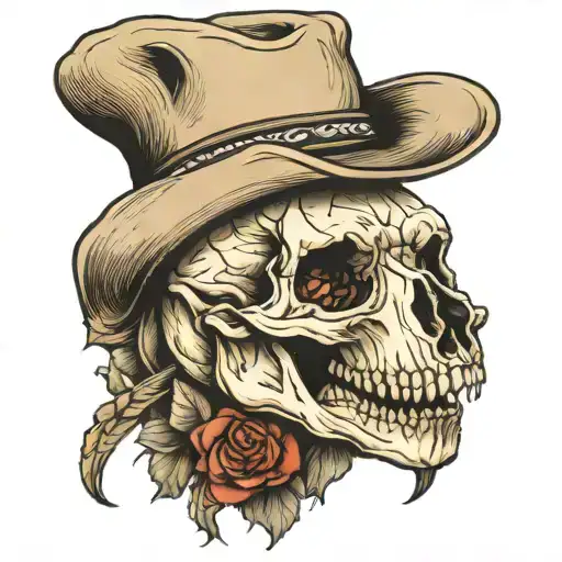 Bear Skull With Cowboy Hat