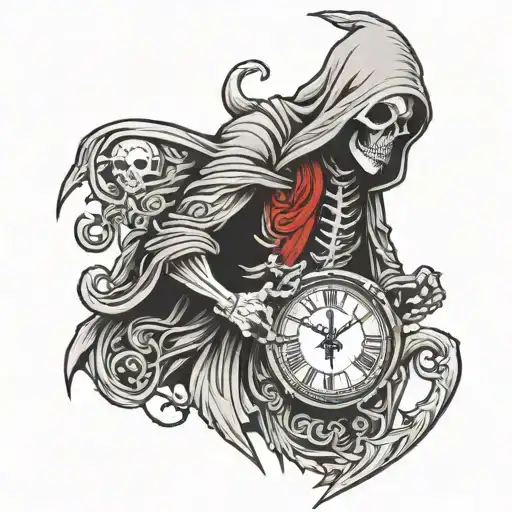Reaper Opening Coat With Clock Inside