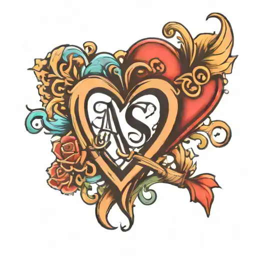 A And S Initial Intertwined Hearts