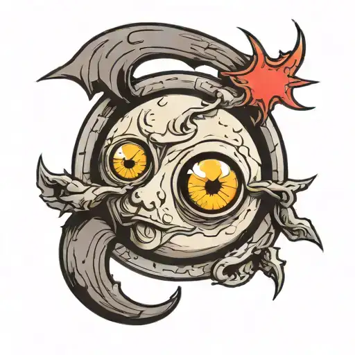 Moon With Crossed Out Cartoon Eyes