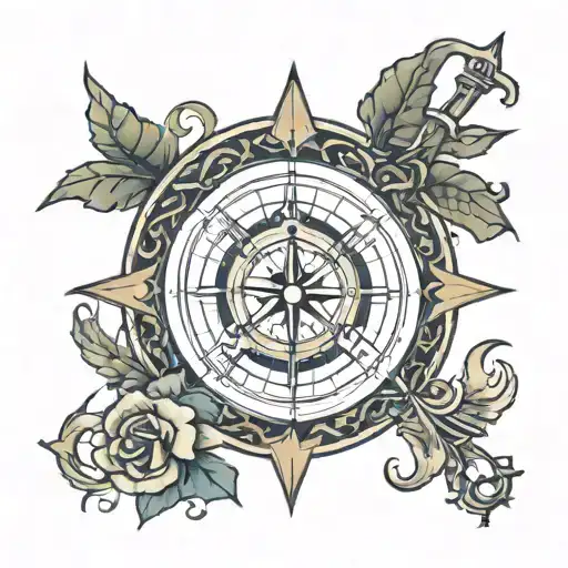 Map Compass Rose With Scales Of Justice