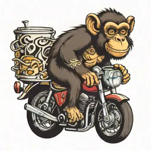 Crazy Monkey On Motorcycle Holding A Coffee Mug
