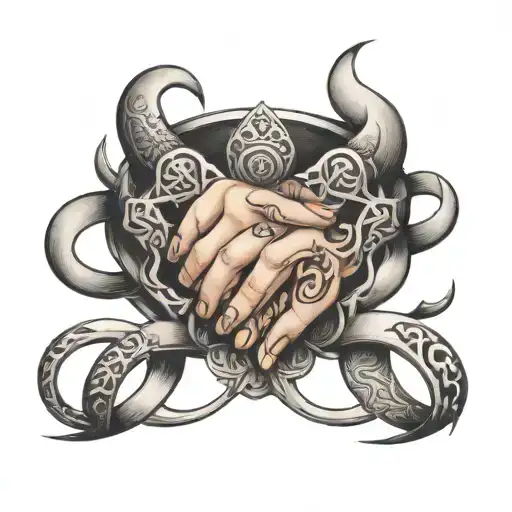 Center-ring Multiple Hands That Come Together Around The Ring