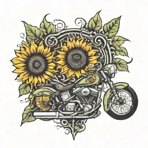 Camo Heart Sunflower Harley Biker Riding