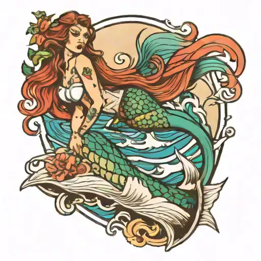 Mermaid On The Surf Board