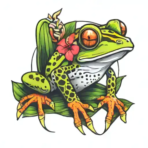 Coqui Frog Natralized On Heliconia