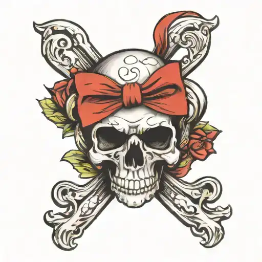 Skull Wearing A Bow