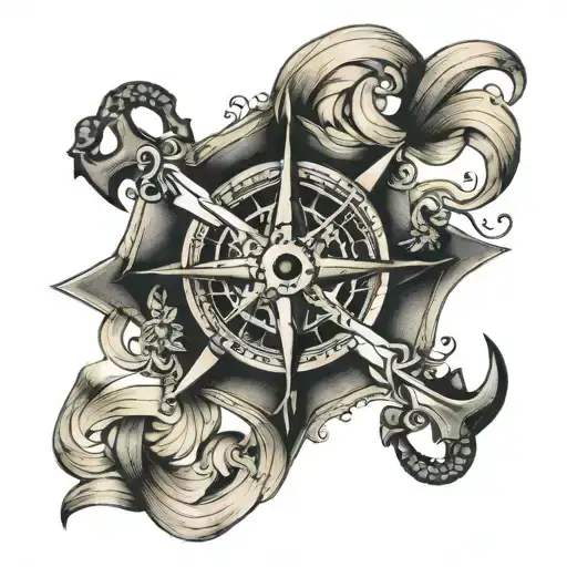 Anchor Compass Scroll Wrapped