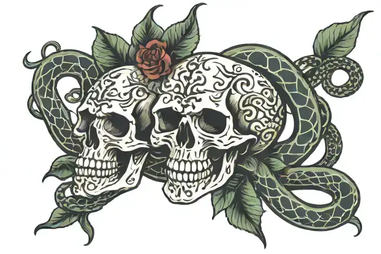 Skull With Snakes Going Through It