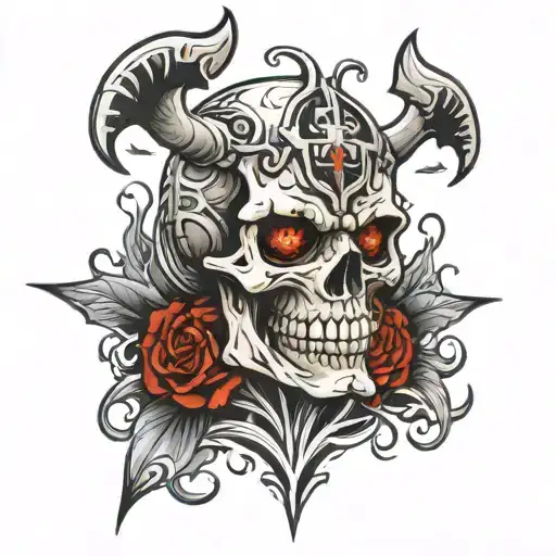 Cross Demon Skull
