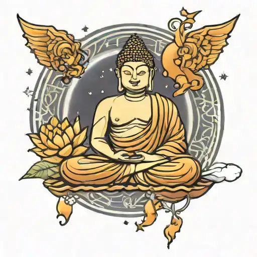 Buddha Space Themed Tattoo Design