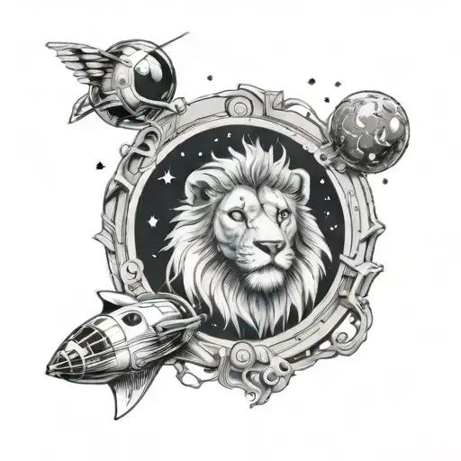 Space And Astro Lion
