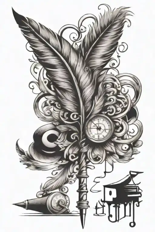 Feather Pen Writing Lyrics Music Notes Incorporated