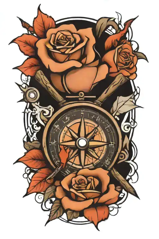 Rose With A Compass And Broken Baseball Bats