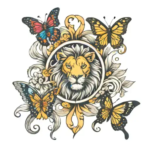 Small Initials Mwt And Butterfly And Lion Surrounded