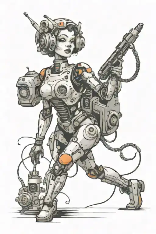 Half Robotic Space Girl Pin Up Standing