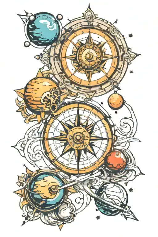 Compass And Planets Solar System