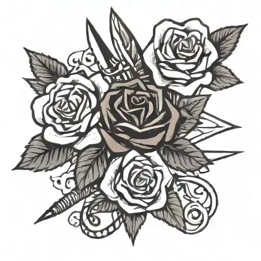 Dagger And Rose Intertwined