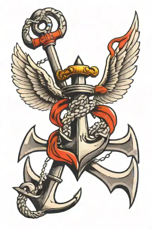 Traditional Naval Anchor With Wings