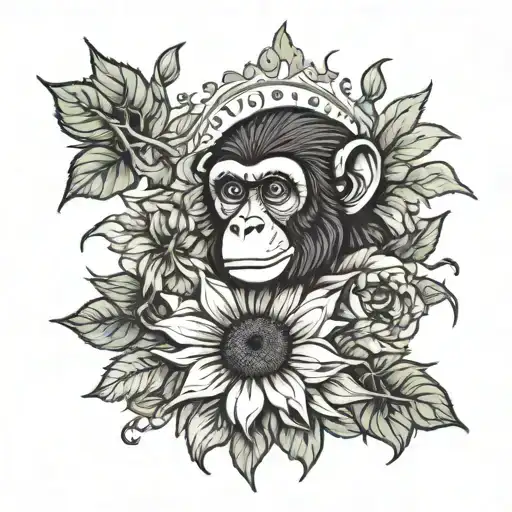 Monkey And Sunflower