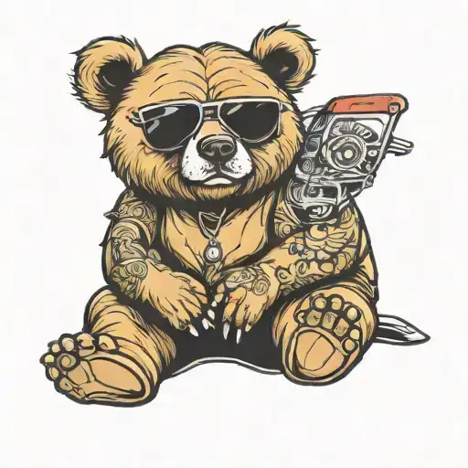 Bear Sitting Down Wear Sunglasses