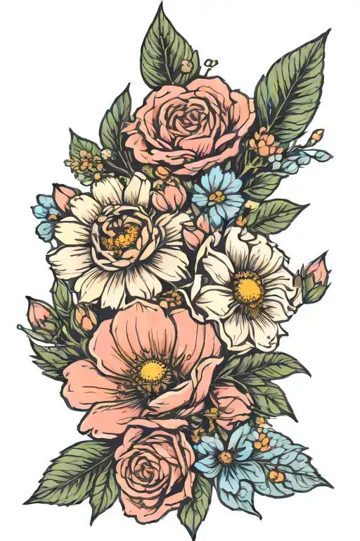 Rose Cosmos Daisy Poppy Bouquet