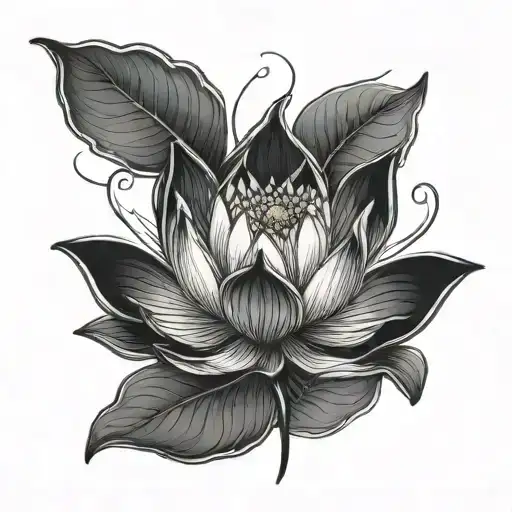 Lotus Flower Large Black Leaves