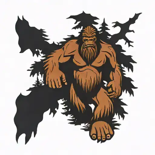 Bigfoot Figure Among The Trees