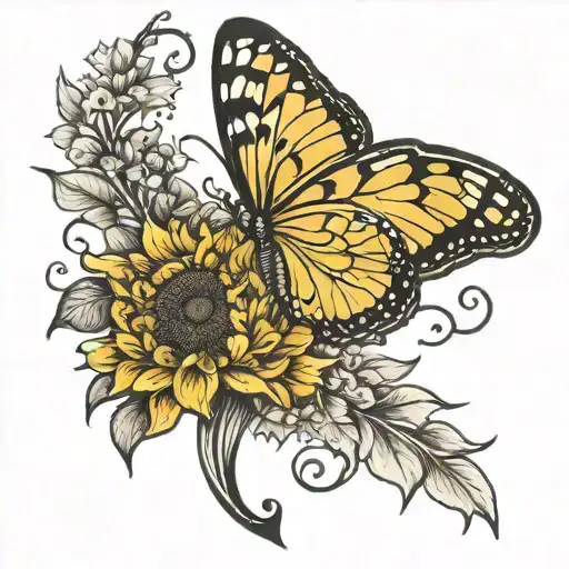 Half Sunflower Half Butter Fly