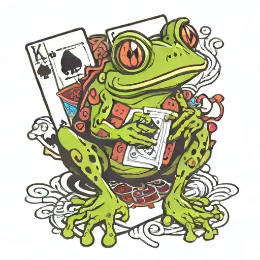 Cartoon Frog Playing Poker Cards