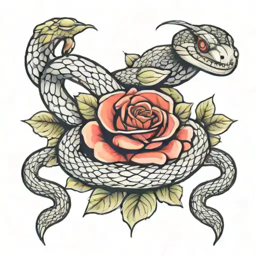 Snake And Rose Intertwined