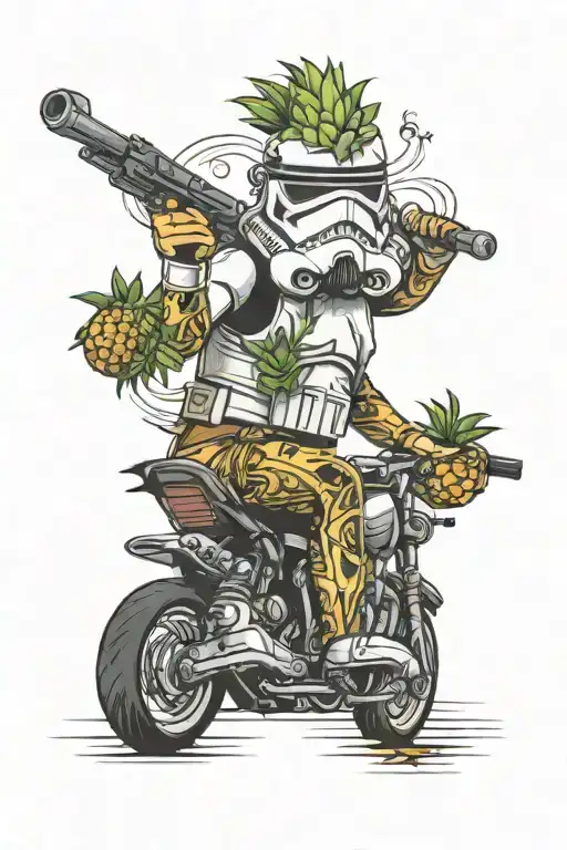 Star Wars Storm Trooper Pineapples Riding Motorcycle Freaky Sexy
