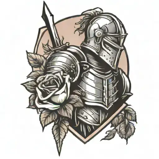 Knight With Rose In Hand Tatoo