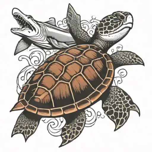 Turtle And Shark Background Black And White