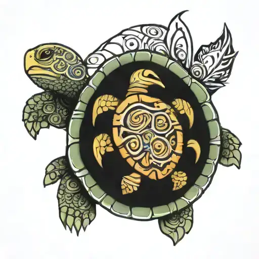 Fineline Turtle Letters M C K T On The Shell No Background