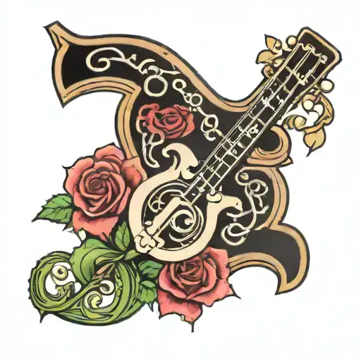 Anchor Treble Clef Rose Guitar Puzzle Piece