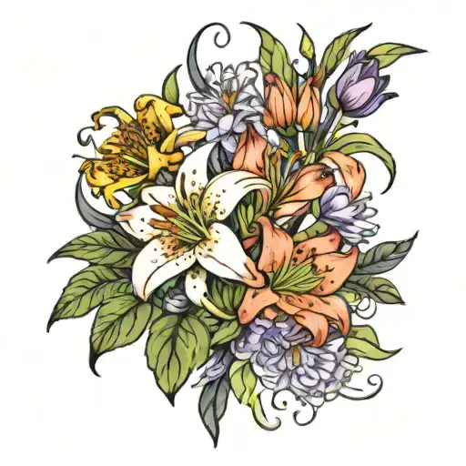 Lily And Aster Bouquet Wrapped