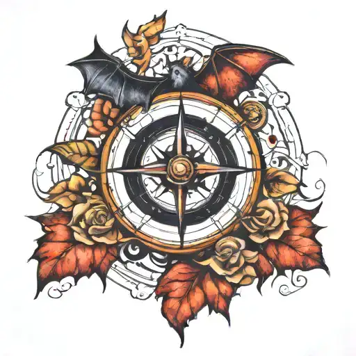 Bat And Compass Rose